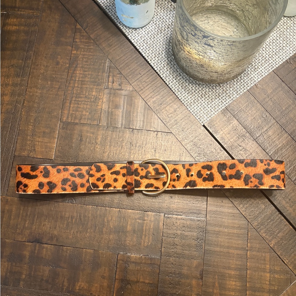Cabi Leopard Print Belt with Gold Buckle
